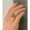 Bague portrait Camée résine noire en plaqué or 18 carats 750/000 T52-54-56-58