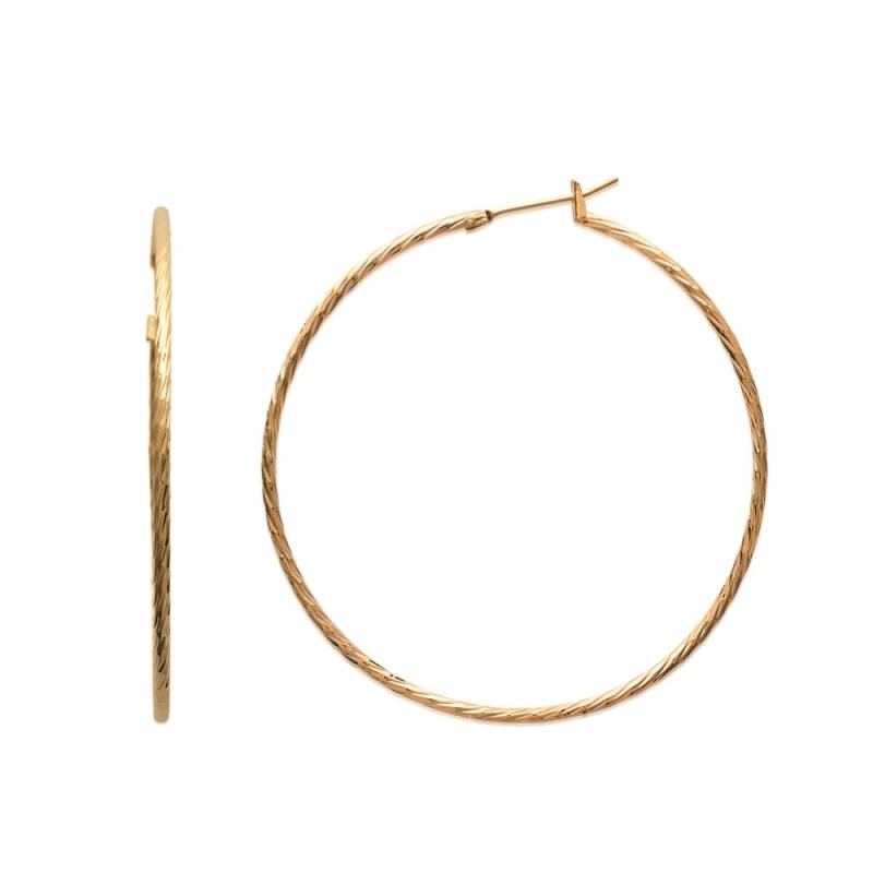 Créoles fines 6 cm Torsadées Plaqué Or 18 CARTAS 750/000