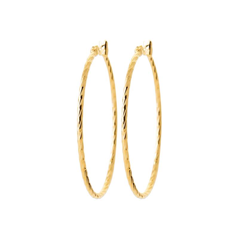 Créoles fines 4 cm Torsadées Plaqué Or 18 CARTAS 750/1000