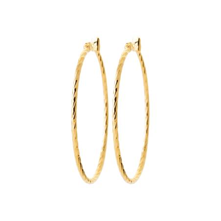 Créoles fines 4 cm Torsadées Plaqué Or 18 CARTAS 750/1000