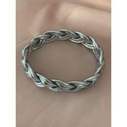Bracelet jonc tressé bouddhiste véritable couleur argenté