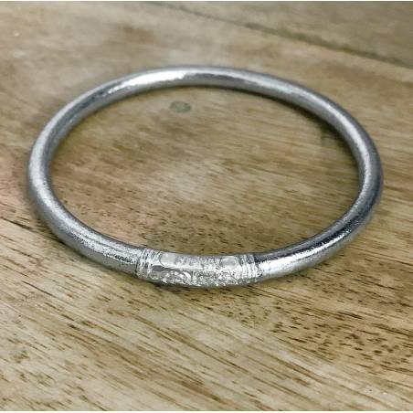 Bracelet jonc lisse bouddhiste véritable 5MM X 6,2CM couleur argenté