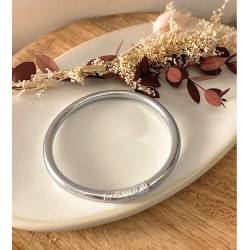 Bracelet jonc lisse bouddhiste véritable 5MM X 6,2CM couleur argenté