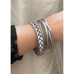 Bracelet jonc lisse bouddhiste véritable 5MM X 6,2CM couleur argenté