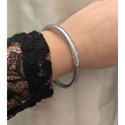 Bracelet jonc lisse bouddhiste véritable 5MM X 6,2CM couleur argenté