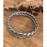 Bracelet véritable jonc bouddhiste tressé couleur argentée