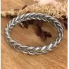 Bracelet véritable jonc bouddhiste tressé couleur argentée