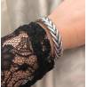 Bracelet véritable jonc bouddhiste tressé couleur argentée