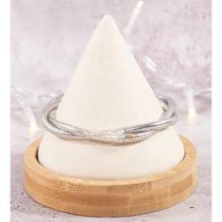 Bracelet véritable jonc bouddhiste modèle twist torsadé couleur argentée