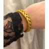 Bracelet véritable jonc bouddhiste tressé couleur or dorée