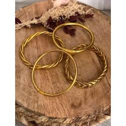 Bracelet véritable jonc bouddhiste tressé couleur or dorée