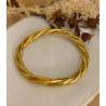 Bracelet véritable jonc bouddhiste twist torsadé couleur or dorée
