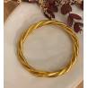 Bracelet véritable jonc bouddhiste twist torsadé couleur or dorée