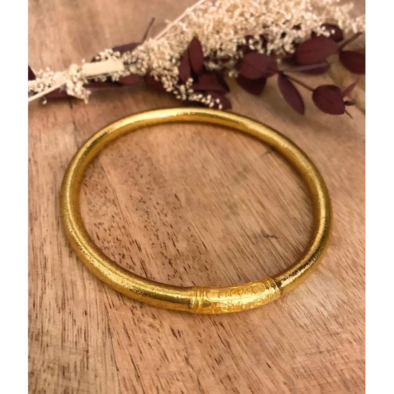 Bracelet jonc lisse bouddhiste véritable 5MM X 6,2CM couleur or dorée