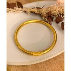 Bracelet jonc lisse bouddhiste véritable 5MM X 6,2CM couleur or dorée