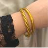 Bracelet jonc lisse bouddhiste véritable 5MM X 6,2CM couleur or dorée