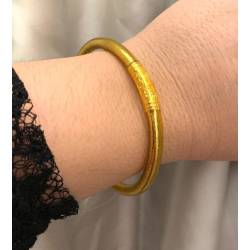 Bracelet jonc lisse bouddhiste véritable 5MM X 6,2CM couleur or dorée