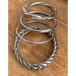 Bracelet jonc lisse bouddhiste véritable 5MM X 6,2CM couleur argenté