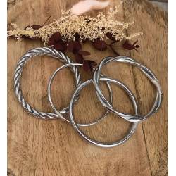 Bracelet jonc lisse bouddhiste véritable 5MM X 6,2CM couleur argenté