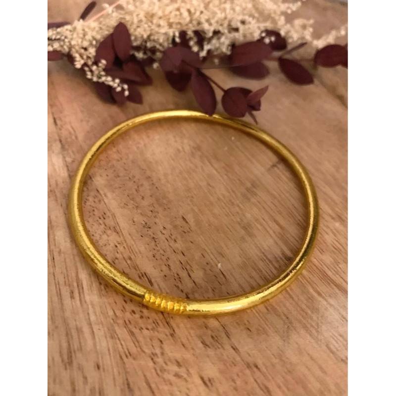 Bracelet jonc fin bouddhiste véritable 3MM X 6,2CM couleur or dorée