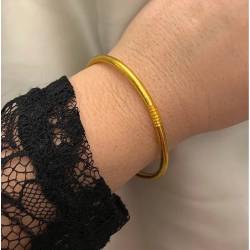 Bracelet jonc fin bouddhiste véritable 3MM X 6,2CM couleur or dorée