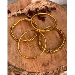 Bracelet jonc fin bouddhiste véritable 3MM X 6,2CM couleur or dorée