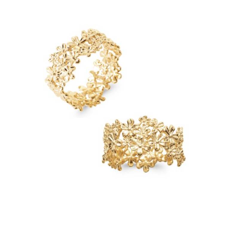 Bague Taille 50 Symbole "Fleurs" En Plaqué Or 18 Carats 750/000