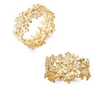 Bague Taille 50 Symbole "Fleurs" En Plaqué Or 18 Carats 750/000