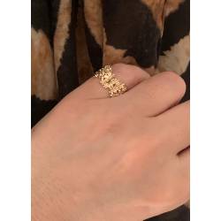 Bague Taille 50 Symbole "Fleurs" En Plaqué Or 18 Carats 750/000
