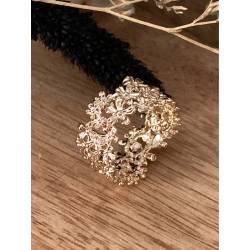 Bague Taille 50 Symbole "Fleurs" En Plaqué Or 18 Carats 750/000