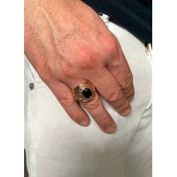 Bague Chevalière Américaine Army Pierre Noire Onyx En Plaqué Or 18 Carats CHOIX