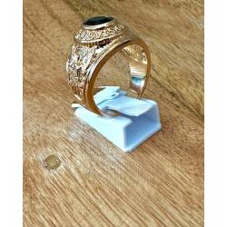 Bague Chevalière Américaine Army Pierre Noire Onyx En Plaqué Or 18 Carats CHOIX
