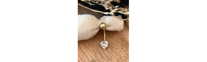 Piercing de nombril cœur en Or 750/1000 et oxyde de zirconium - Bijou Corps