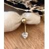 Piercing de nombril cœur en Or 750/1000 et oxyde de zirconium - Bijou Corps