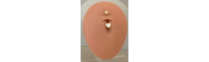 Piercing de nombril cœur en Or 750/1000 et oxyde de zirconium - Bijou Corps