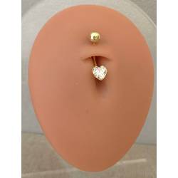 Piercing de nombril cœur en Or 750/1000 et oxyde de zirconium - Bijou Corps