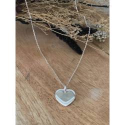 Collier chaîne avec pendentif cœur lisse massif En Argent 925/1000 Poinçonné