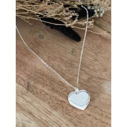 Collier chaîne avec pendentif cœur lisse massif En Argent 925/1000 Poinçonné