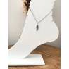 Chaîne Cheville Plume Pendante Argent Massif 925/000 Rhodié