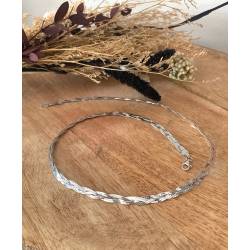 Collier Ras De Cou Tressé En Argent Massif 925/000 Rhodié
