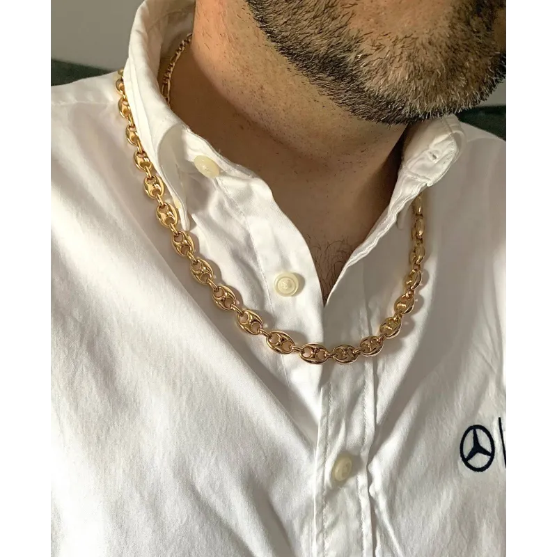 Collier Grain De Café Plaqué Or 18 Carats - Longueur 60 Cm - Homme Et Femme - Fabriqué En Italie - Cadeau élégant - 9
