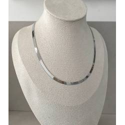 Collier Maille Miroir 42cm En Argent Massif 925/1000 Rhodié