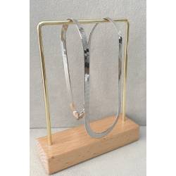 Collier Maille Miroir 42cm En Argent Massif 925/1000 Rhodié