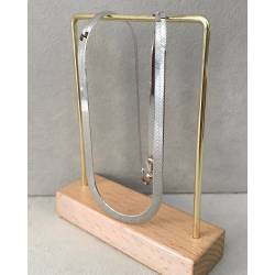 Collier Maille Miroir 42cm En Argent Massif 925/1000 Rhodié