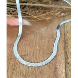 Collier Maille Miroir 42cm En Argent Massif 925/1000 Rhodié