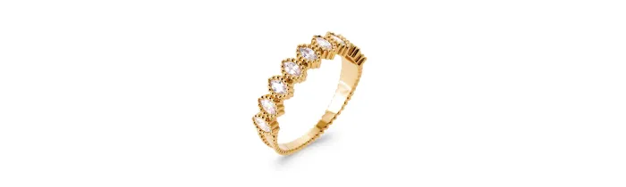 Bague Empierrée Rivière de Cristaux Zirconium Plaqué or 18 Carats 750/000