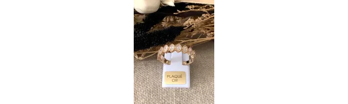 Bague Empierrée Rivière de Cristaux Zirconium Plaqué or 18 Carats 750/000