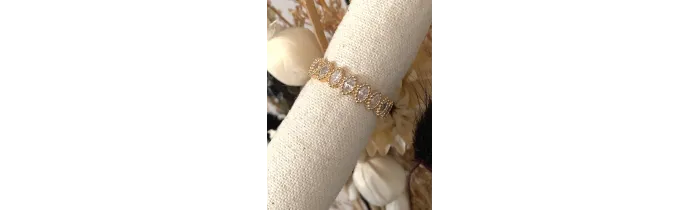 Bague Empierrée Rivière de Cristaux Zirconium Plaqué or 18 Carats 750/000