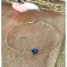 Bracelet Cristal Sertie 4 Griffes Bleu Saphir Plaqué or 18 Carats