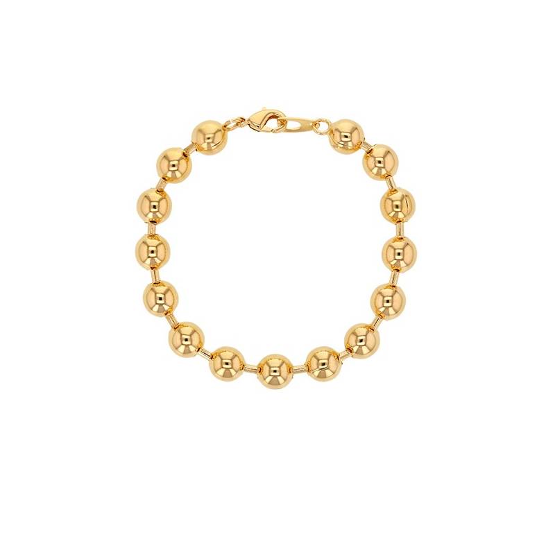 Bracelet Boules 8MM Plaqué Or 18 CARATS 750/1000 Bijoux Femme
